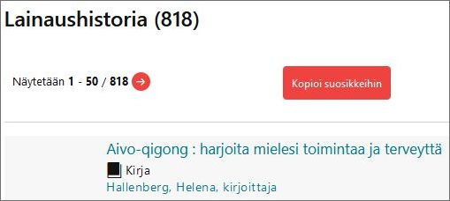 Lainaushistorian tallentaminen